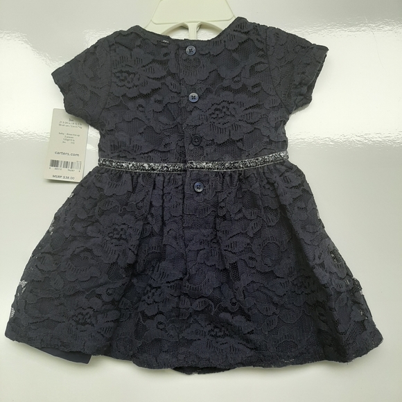 Carter's Navy Lace Dress with Bow 3M - Picture 3 of 7